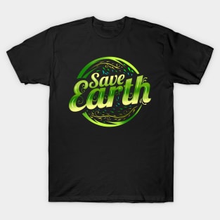 Logo Save Earth With Green Plants Asian Style For Earth Day T-Shirt